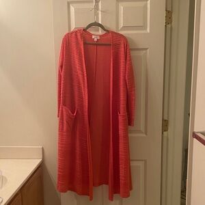Lularoe Red Long Open Kimono